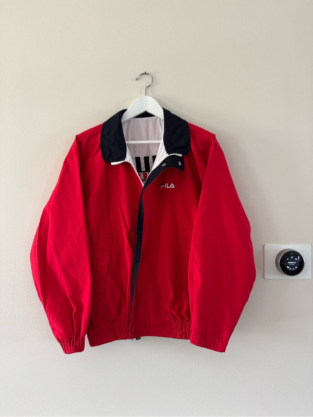 Fila - 90s Vintage Italian Reversible White Heritage Red Jacket With Navy Collar